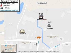 Henro Michi Temple numéro 3 Konsenji plan maps Hondo et Dashido