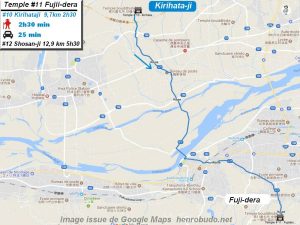 Carte d'accès google Maps au onzième temple : Fujiidera du pèlerinage des 88 temples de Shikoku ( Henro Michi )